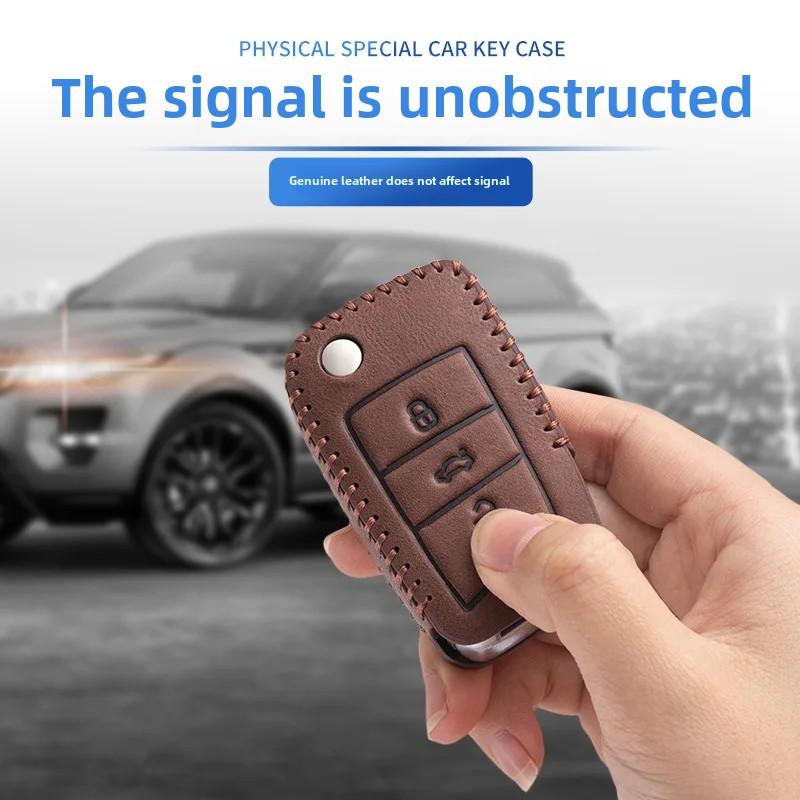 For VOLKSWAGEN VW Polo Golf 7/8 Genuine Leather Key Cover Fast Thrill Tour Guide Lingdu Exploration Vehicle Car Key Case High Qu