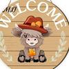 Festive Wooden Door Decoration 1 Set Interchangeable Welcome Sign with Seasonal Hat Accessories Gnome Hats Highland Cow Hanging Front Home