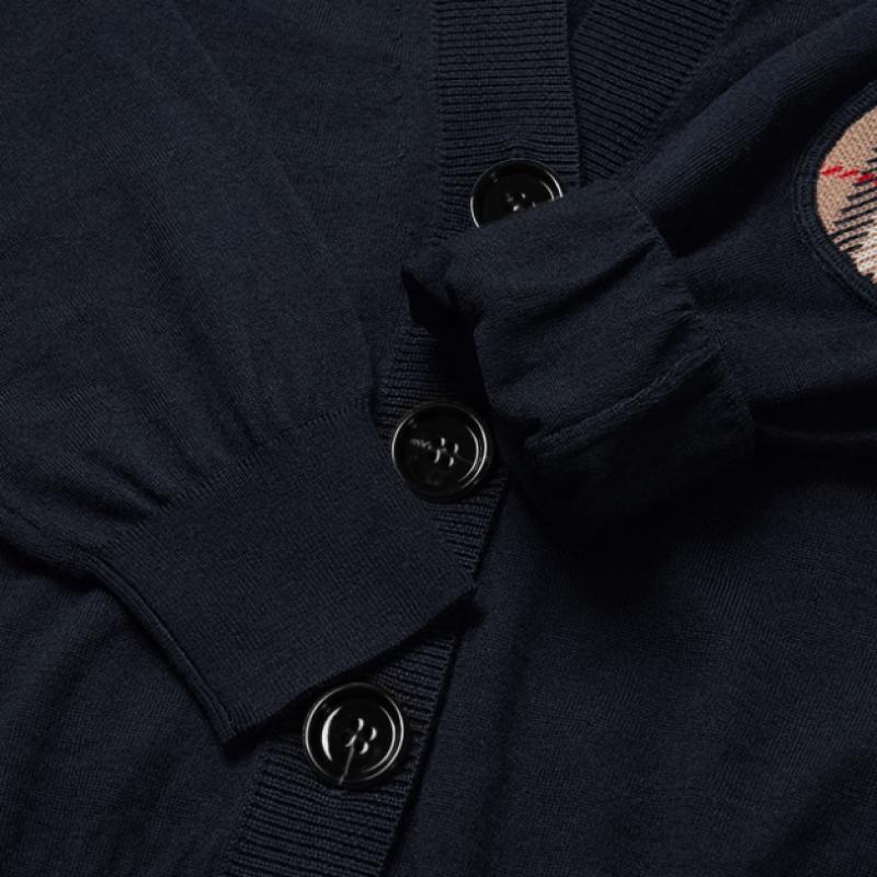 Burberry 8074199 Dornoch Dornoch Check Patch Merinowolle Damen Strickjacke