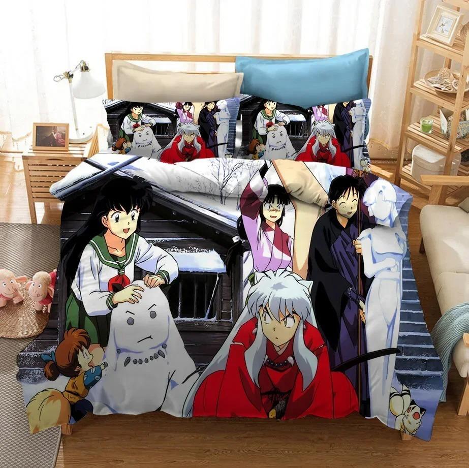 New 3D Printed Anime Inuyasha Duvet Cover Sesshoumaru Bedding Set Double Twin Full Queen King Adult Kids Bedclothes Quilt Cover