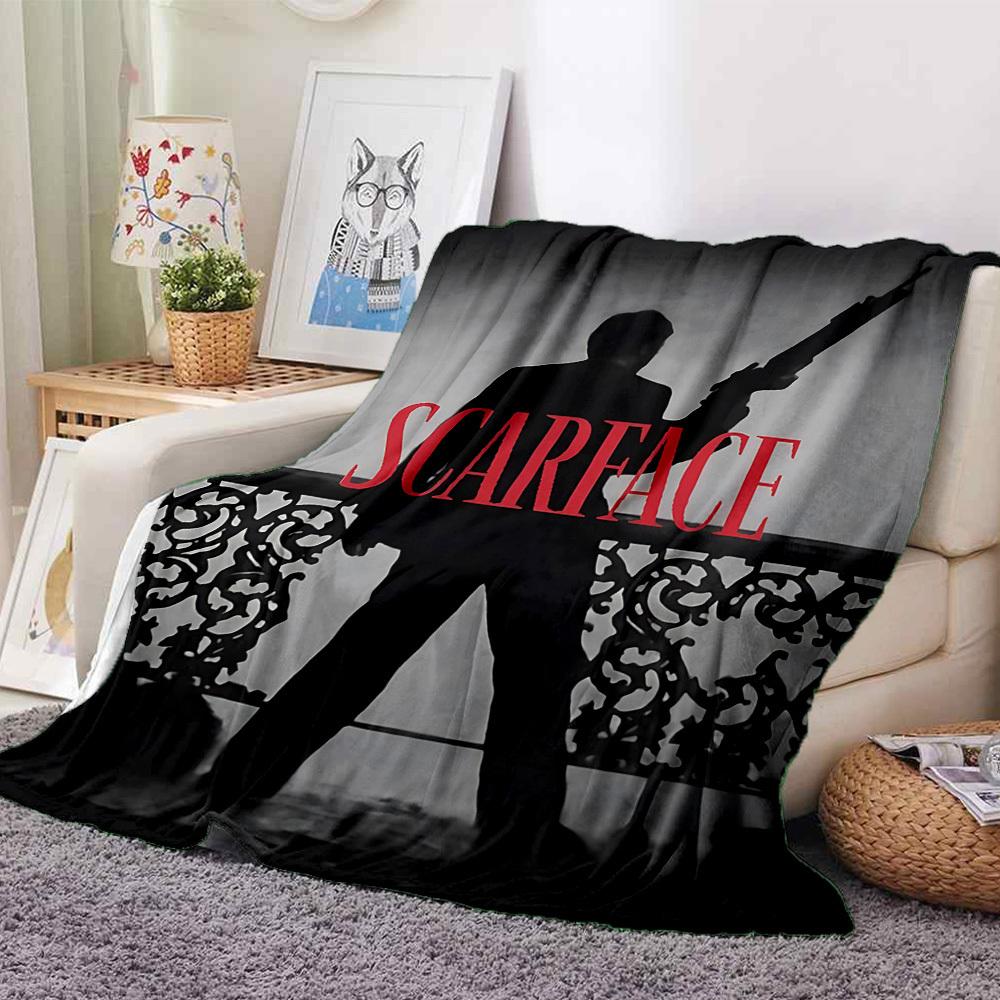 1pc Scarface Soft Comfortable Blanket Digital Print, All Season Multipurpose Knit Fabric Bedding, Office, Sofa Home Decor Blanket