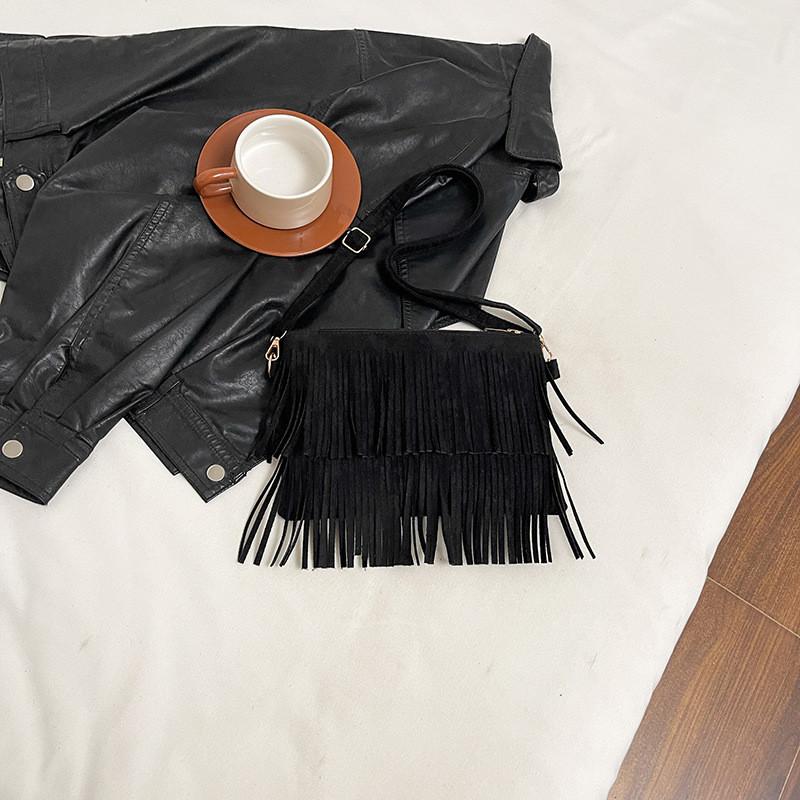Bohemian Suede Fringe Purse Small Crossbody Bag For Daily Use