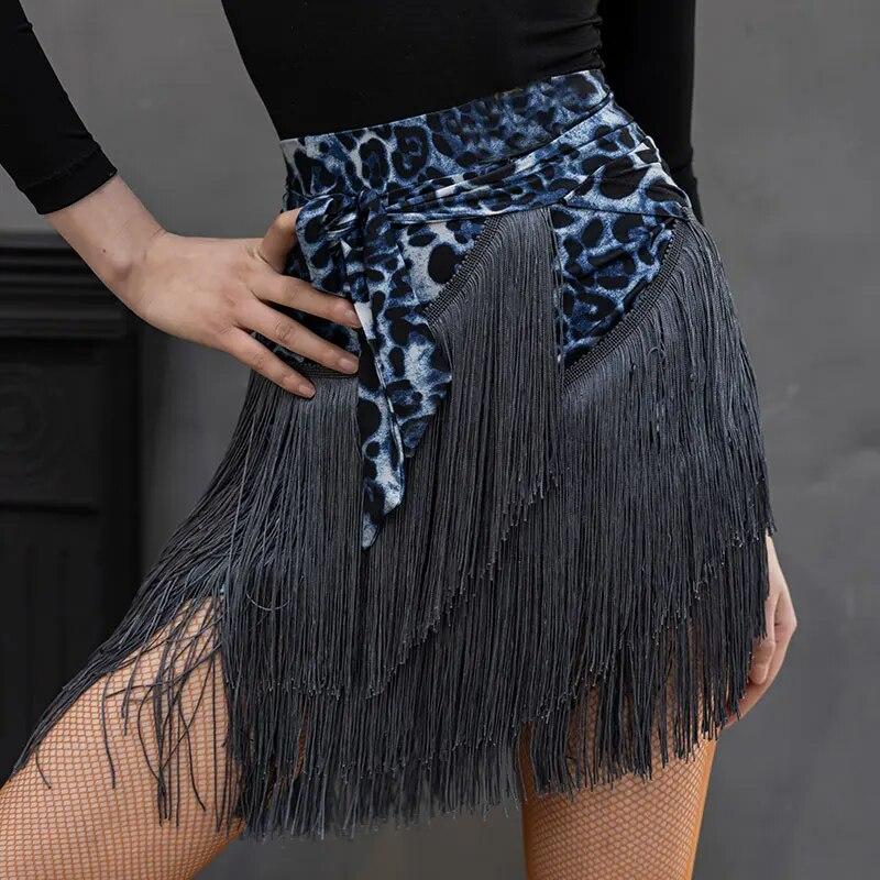 

Женские юбки для латинских танцев, тренировочная одежда, шарф для латинских бедер, юбки с бахромой, юбка ча-ча One Size синий