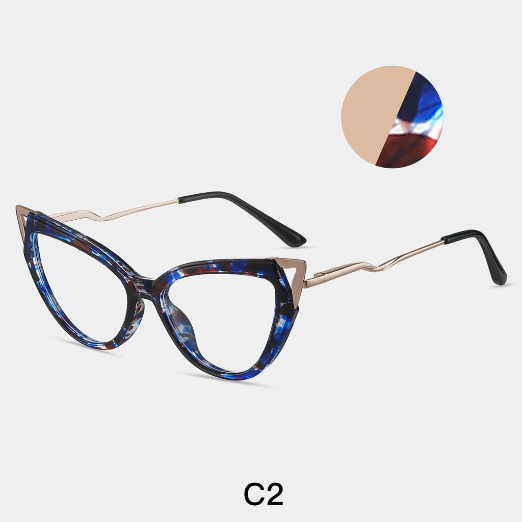 Reading Eyewear Female TR90+Metal Blue Cat's Luxury Presbyopic Filter Premium Feline Radiation Elegant Ladies UV400 Glare Computer Screen Eye Light