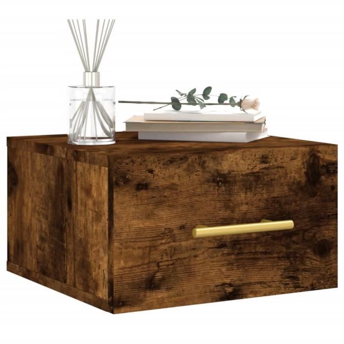 VidaXL Tables de chevet murales 2 pcs chêne fumé 35x35x20 cm 829799