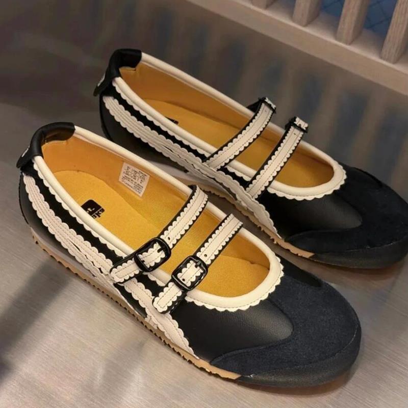 Leather Version Shoes Ghost Tiger Shallow Mouth Versatile Ballet Shoes Sheepskin Mary Jane Shoes Casual Single Shoes Sports Moral Training Shoes