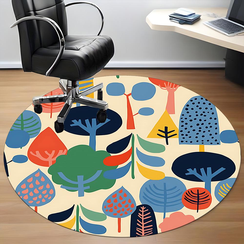 1pc Forest, Nature Office Round Rug, Non-slip, Soft and Durable Office Rug for Interior Decoration, Perfect for Office, Beautiful Decoration yy2603120