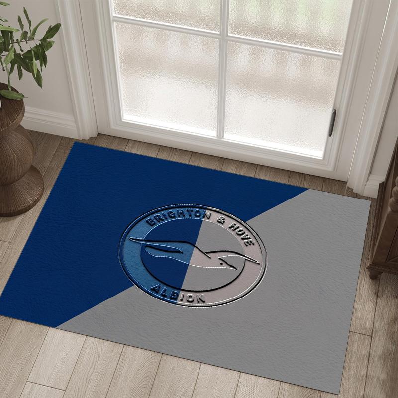 Brighton & Hove Albion Football Design Crystal Velvet Carpet Cozy Non?Slip Printed Rug For Bedroom Living Room Entrance