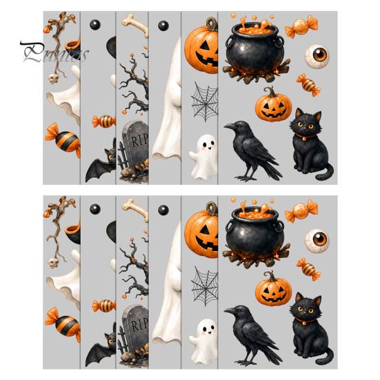 Black Cat Window Clings Halloween Ghost Clings, Cute Pumpkin And Static Stickers, PVC Holiday Glass Decorations Waterproof Decals, Removable Elements