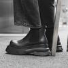 Men's Black thick soled boots Trendy minimalist style Work and office Autumn and Winter Outdoor Young leather shoes New Hot