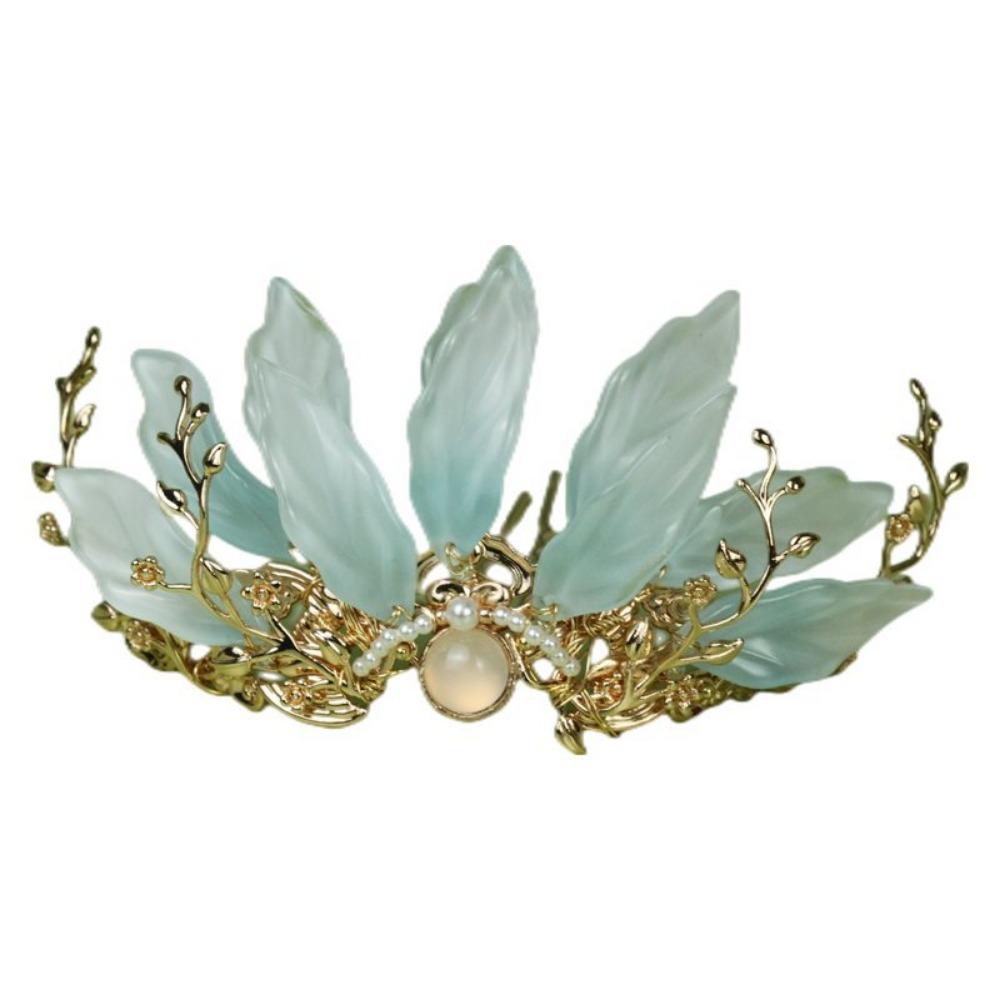 Světle modře glazovaná korunka do vlasů se zachováním měděné barvy, elegantní klasické pokrývky hlavy Hanfu, dynastie Song a dynastie Ming