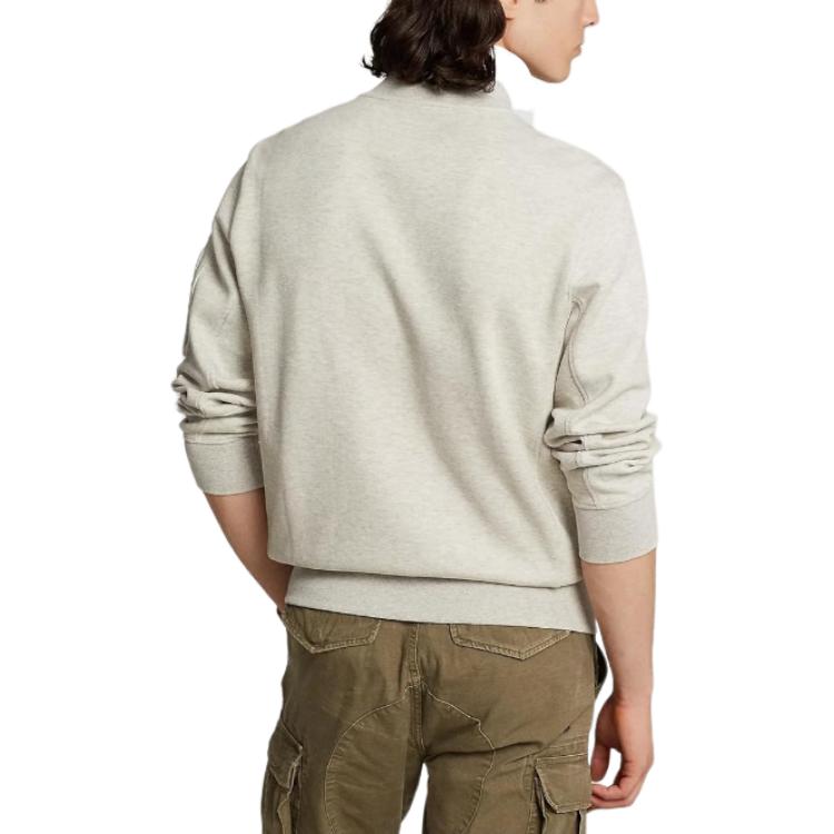 Polo Ralph Lauren FW23 Solid Logo Embroidered Zip-Up Long Sleeve Baseball Jacket Men Jackets Light-Gray 710881521-005