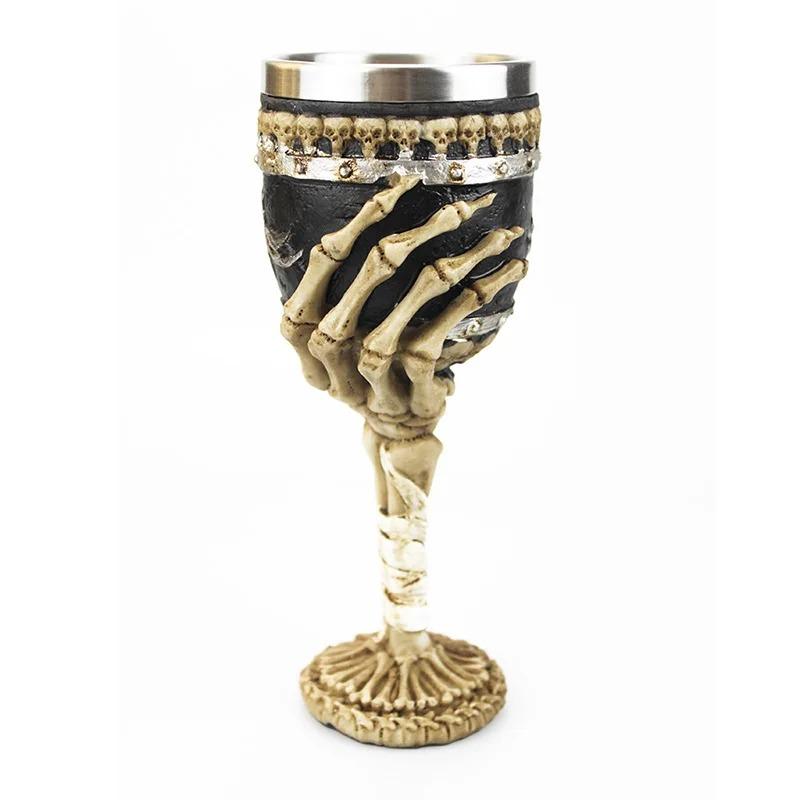 Creative 3D Gothic Wine Goblet Style Contain Dragon Claw Viking Skull Skeleton Punk Wine Glass Halloween Gifts Bar Drinkware Cup