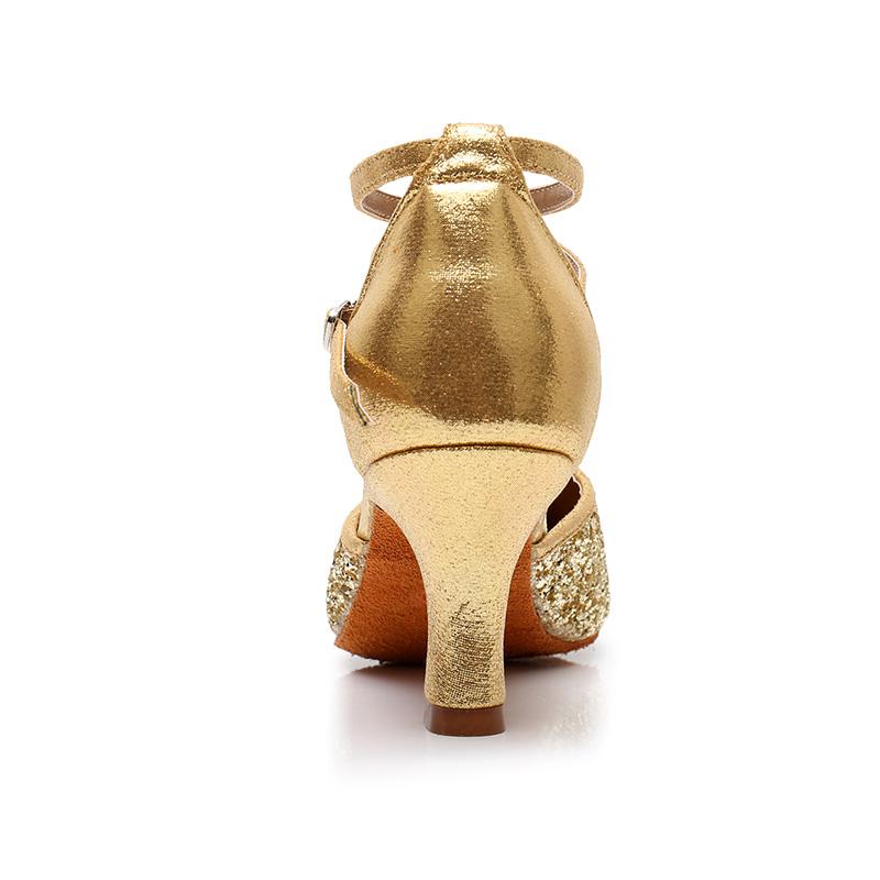 Womens Mid Heel Modern Dance Shoes Heeled 5cm Sequins Standard Dancing Shoes Party  Dance Shoes