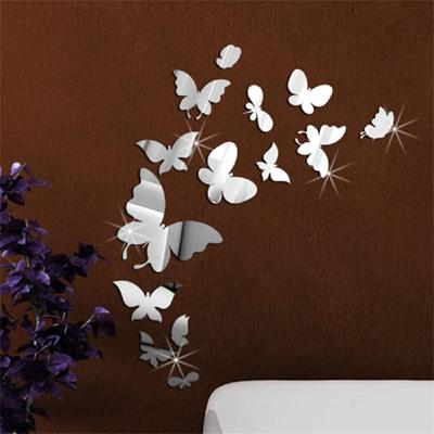 (nikita) Un conjunto de pegatinas de pared con espejo tridimensional 3D y combinación de mariposas para decoración del hogar