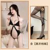 Sexy Lingerie Sexy Temptation Cross-show Chest Open Gear No-take-off Onesie Ice Silk High Elastic Pajama Suit Women