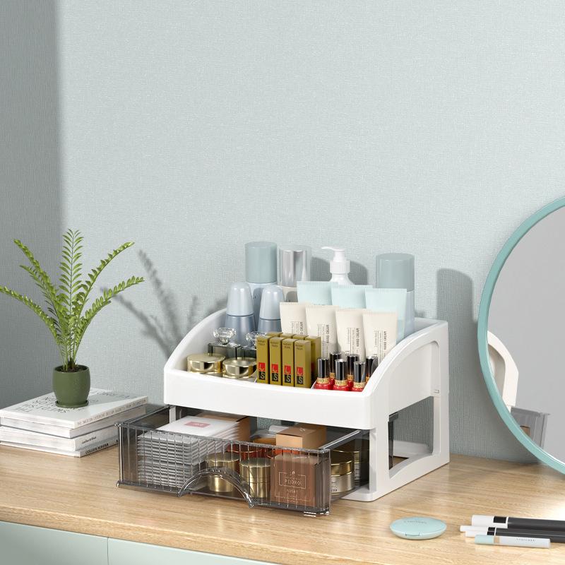 High-End Cosmetic Storage Box: Large-Capacity Organizer for Lipsticks, Eyebrow Pencils, and Skincare Products. Perfect for Desktop Dressing Tables.