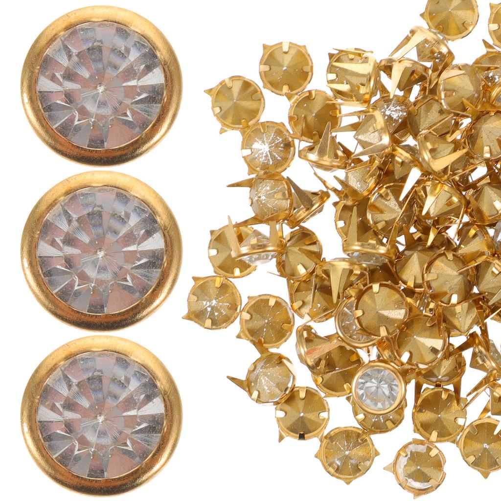 100Pcs Sturdy Crystal Claw Rivets for DIY Bag Accessories Shoes Rivet Kit Clothing Decoration Punk Fashion Metal Studs Crafting