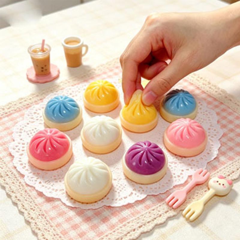5/30 STuks Mini Dumpling Squishy Speelgoed Langzaam Rijzend Stressverlichtend Fidget Bal Zacht Knijp Decompressie Speelgoed Feestartikelen brown