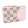 Louis Vuitton Romy Woven Zipper Head Checkerboard Print Coated Canvas Card Holder Women Card Holder Cream Purple N40922