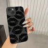 Luxury Gothic Style Black Lip Phone Case For iPhone 11 13 12 14 15 Pro Max Plus Cases Shockproof Soft Silicone Protective Cover