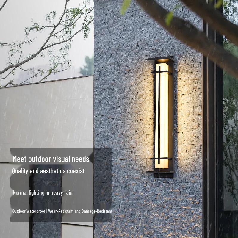 Nufeng Modern Outdoor Wall Light with Faux Marble Shade
