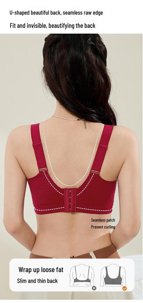 Women's Lace Edge Seamless Satin Bra - Minimizes Large Busts, Push-Up, Summer Thin, No Underwire, Comfortable & Breathable.