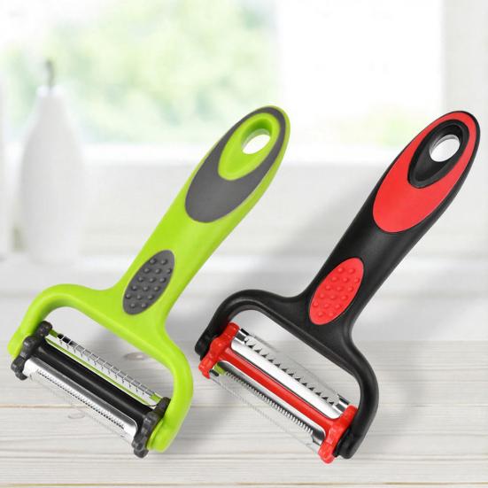 3-in-1 Peeler with Double-Knife Design Shredding Scraping Ergonomic Anti-Slip Handle Lightweight Portable Fruit Vegetable Peeler Kitchen Tool