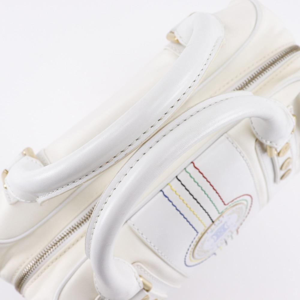 Celine Mini Boston Handtasche 2004 Olympische Spiele Athen Limited Weißes Nylon-Canvas/Leder Damen Gebraucht