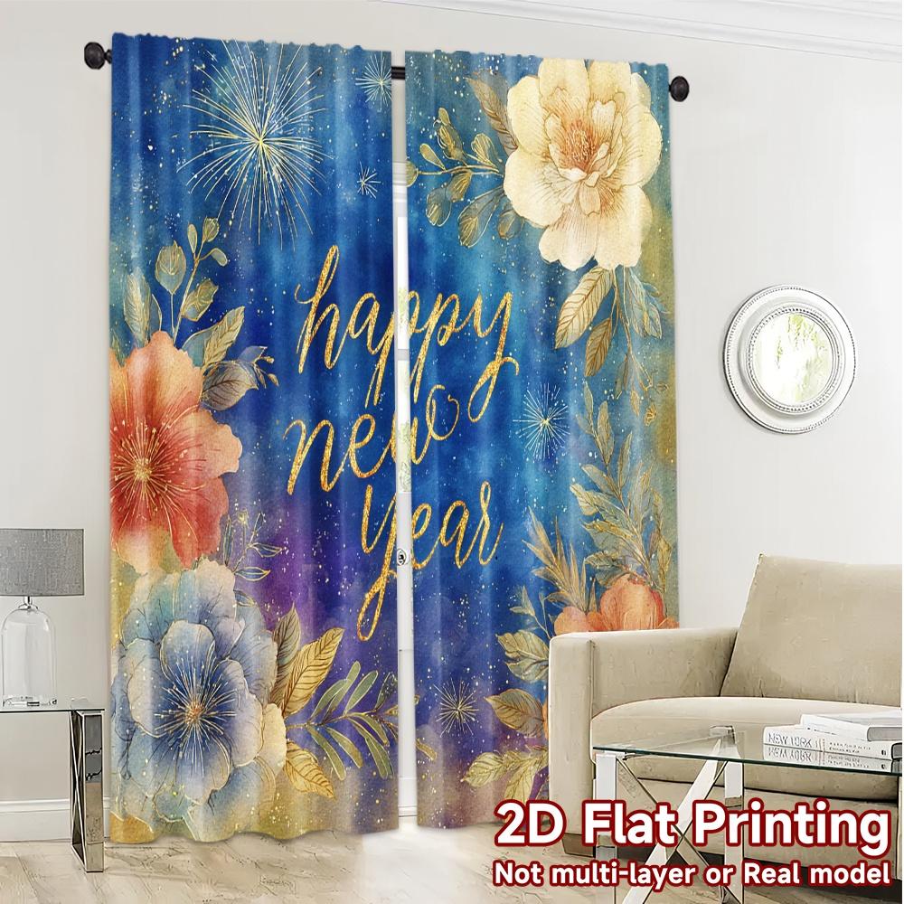 Modern Flat Printing Jit Curtains Without Rod Festive Cityscape Window Treatment Semi Room Sheer Set Of 2 Made Polyester