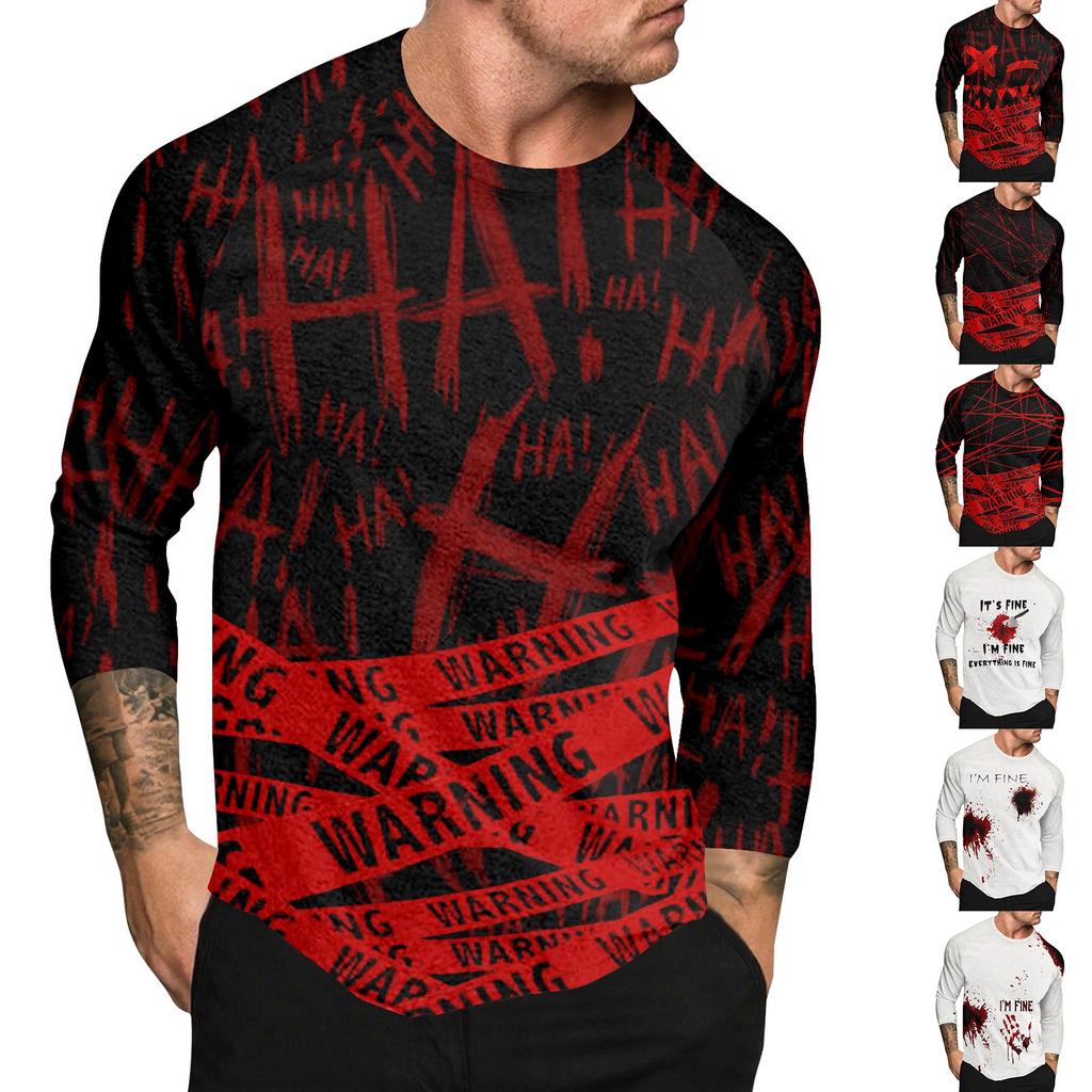 Halloween Print Raglan Sleeve Men's Long Sleeve Top