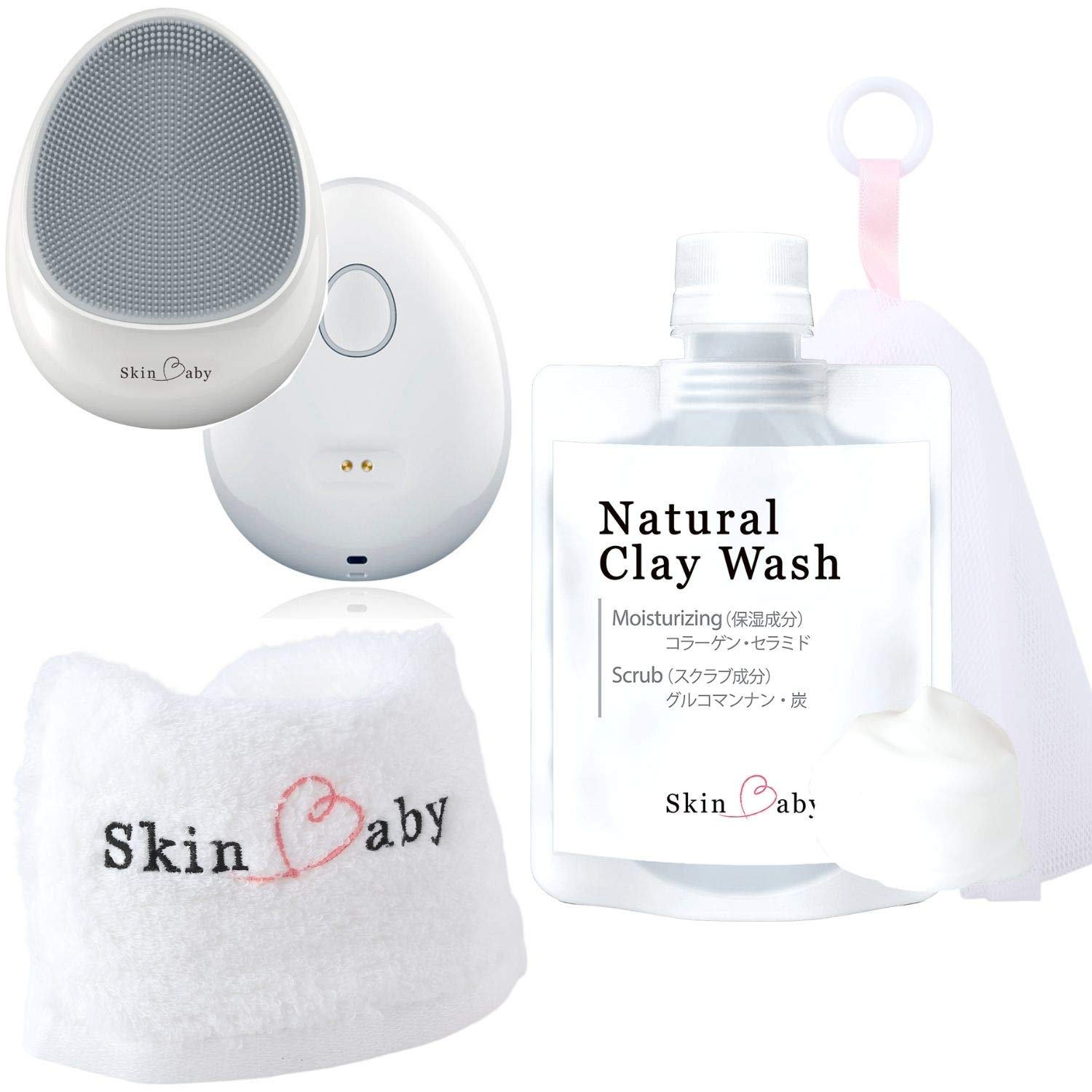 

Skin Baby Kando Facial Cleansing Facial Foaming Facial Kando Face Foaming Completely Facial Cleansing Pore Ultrasonic Facial Cleansing 4-Piece Set, білий