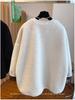 High-End Lazy Style Round Neck Sweatshirt - Imitation Lamb's Wool, Solid Color, Thickened for Autumn/Winter, 2025 Collection.