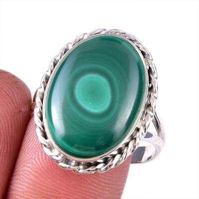 Natural Malachite Gemstone 925 Solid Sterling Silver Jewelry Ring Size 9.5 Y9K05