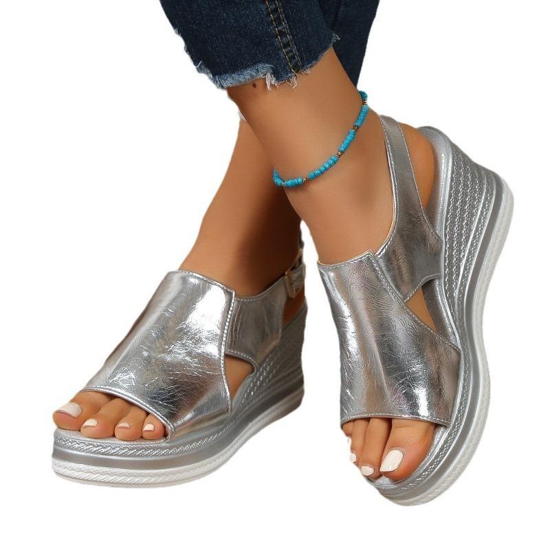 Women's Wide Width Single Strap Platform Sandals - Chunky Wedge Heel Beach Shoes for Summer, Fashion Slide Sandals