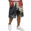 Men's Casual Drawstring Shorts Halloween Pattern Loose Fit Knee Length Lightweight Breathable Summer Beachwear