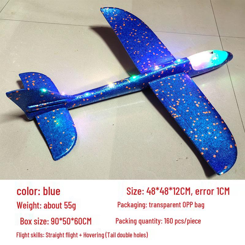 Children's 48CM Luminous Foam Glider Toy - Pure White Model for Outdoor Play