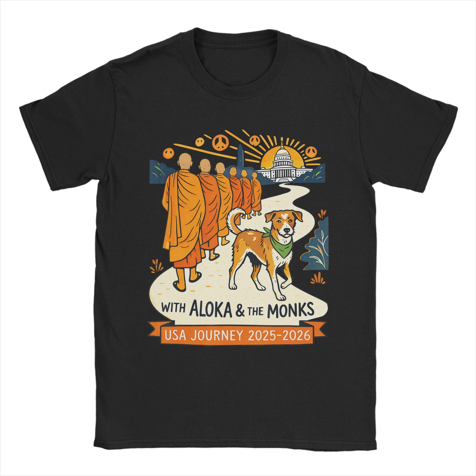 

Mens Buddhist Monks Walk For Peace Aloka Dog T Shirt Cotton Clothing Novelty Short Sleeve Crew Neck Tees Gift Idea TShirt 4XL