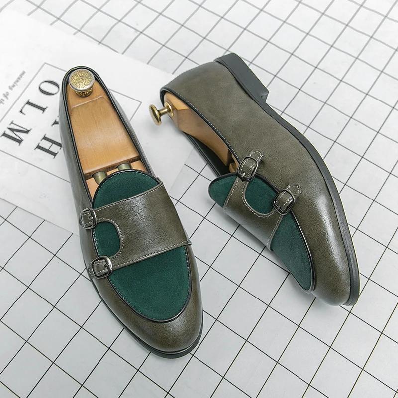 Fashion Men's Leather Shoes Classic Retro Flat Bottomed Style Outdoor Leisure Party and Daily Life Walking Black Leather Shoes Hombres