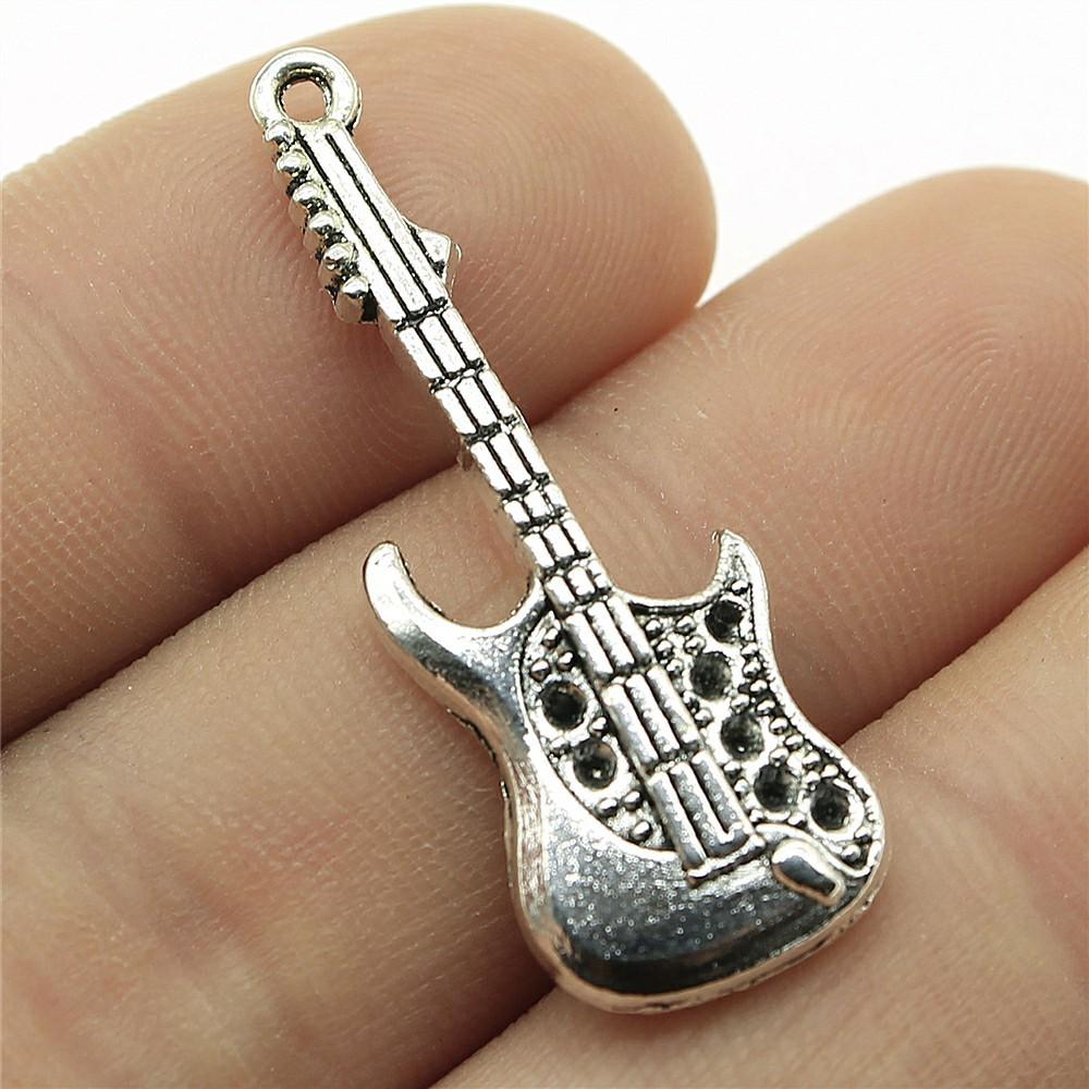 10pcs Musical Instrument Charms Antique Silver Color Guitar Microphone Violin French Horn Charms For Jewelry Making