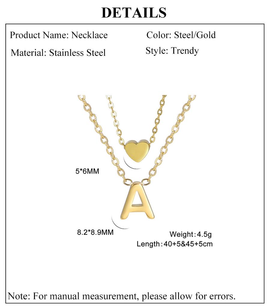 Cazador A-Z Initial Letter Heart Pendant Necklace for Women Alphabet Stainless Steel Jewelry 2026 Double Chains Birthday Gift