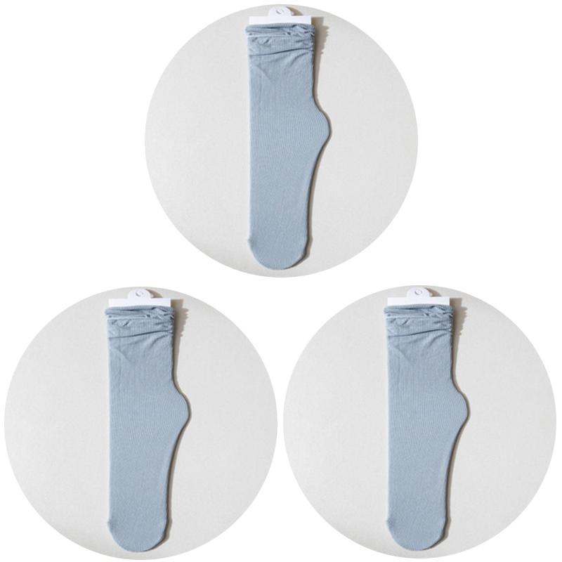 

3 пары носков из ледяного шелка для женщин, летние тонкие дышащие нейлоновые однотонные повседневные носки-гольфы в японском стиле EUR35-40(US 5-8)