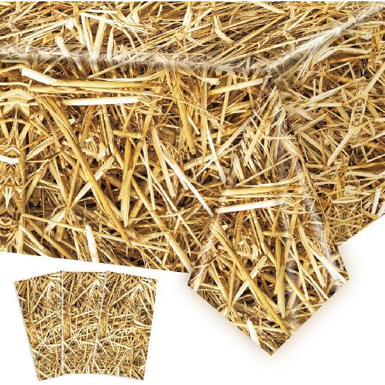 3 Pcs Straw Party Tablecloth Western Birthday Theme Tablecloth Cowboy Theme Party Decorations