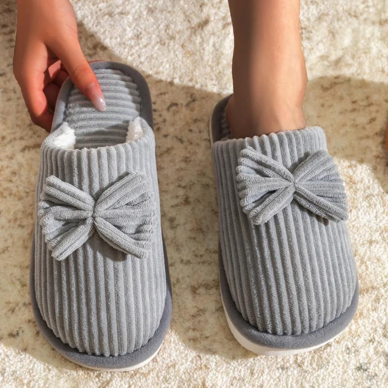 Fashion Women's Bow Slippers Fall/Winter Indoor Bedroom Floor Lightweight and Comfortable&Soft Warm Slippers for Home