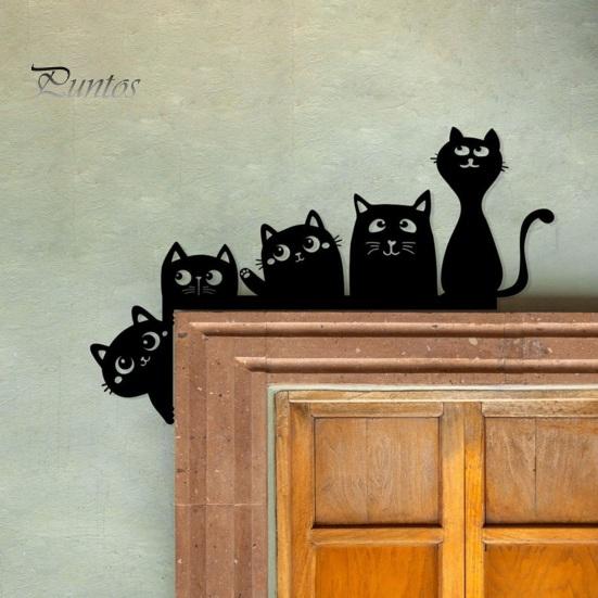 Door Frame Decoration Halloween Black Cat Topper Wooden Corner Decor Charming Theme Hone Office Festive