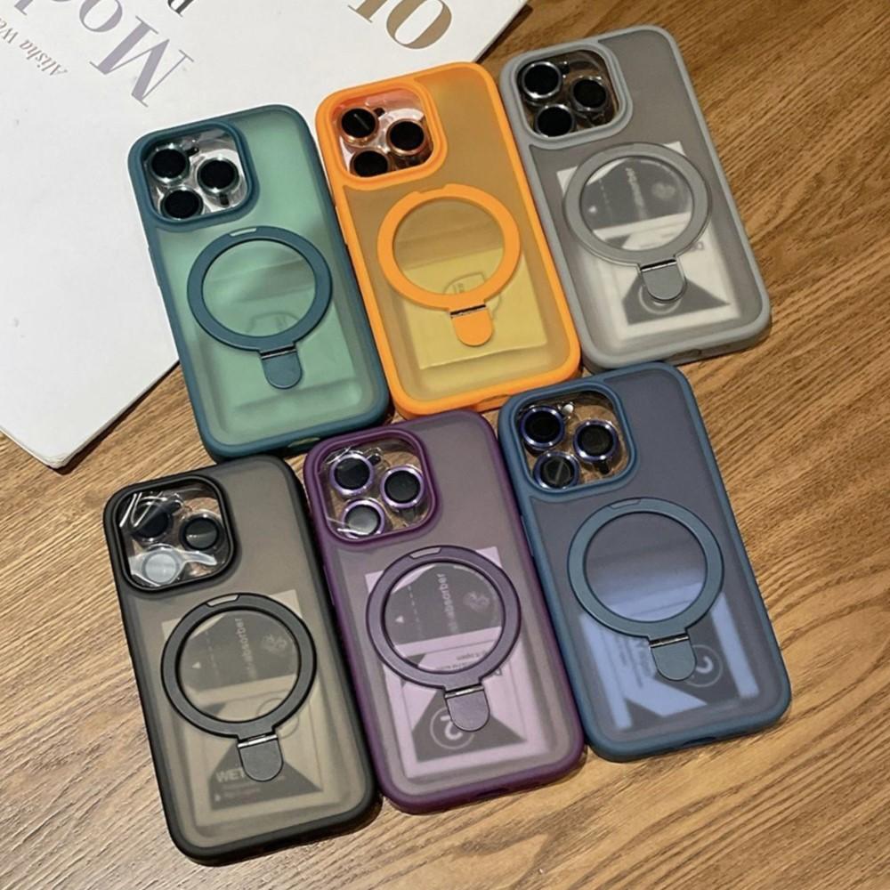 Matte Ring Holder Glass Lens Phone Case For iPhone 16 15 14 13 12 11 ProMax Plus For Magsafe Wireless Magnetic Hard Bumper Cover