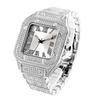 MISSFOX Luxury Diamond Watches for Men Hip Hop Style Bling Bling Iced Out Wristwatch Fashion Square Stainless Steel Waterproof Clock
