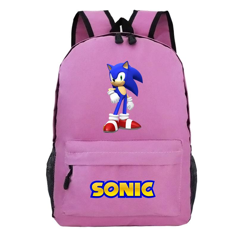 Blue Hedgehog Cartoon Printed Backpack Travel Bag Computer Bag Student School Bag one size