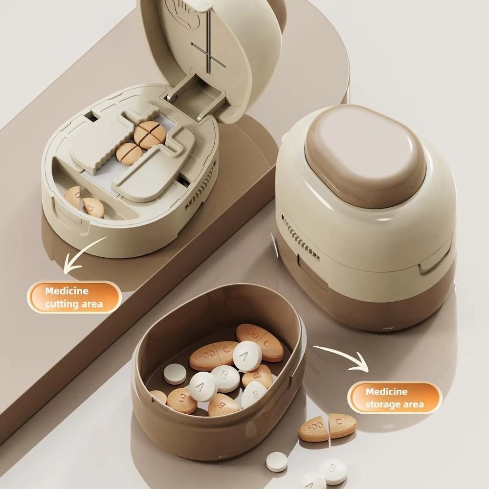 Lebensmittelechter Tablettenschneider 2/4-in-1 Medikamententeiler Täglicher Tablettenteiler Tablettenaufbewahrungsbox Täglicher Gebrauch