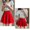 Summer Basic Skirts Women Shorts Mini Elastic Pleated Skirts High Waist Bubble Sun Skirts School Girl Uniform Lined Safety Pants